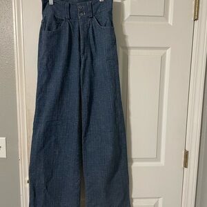 High-Waisted Blue Wide-Leg Pants